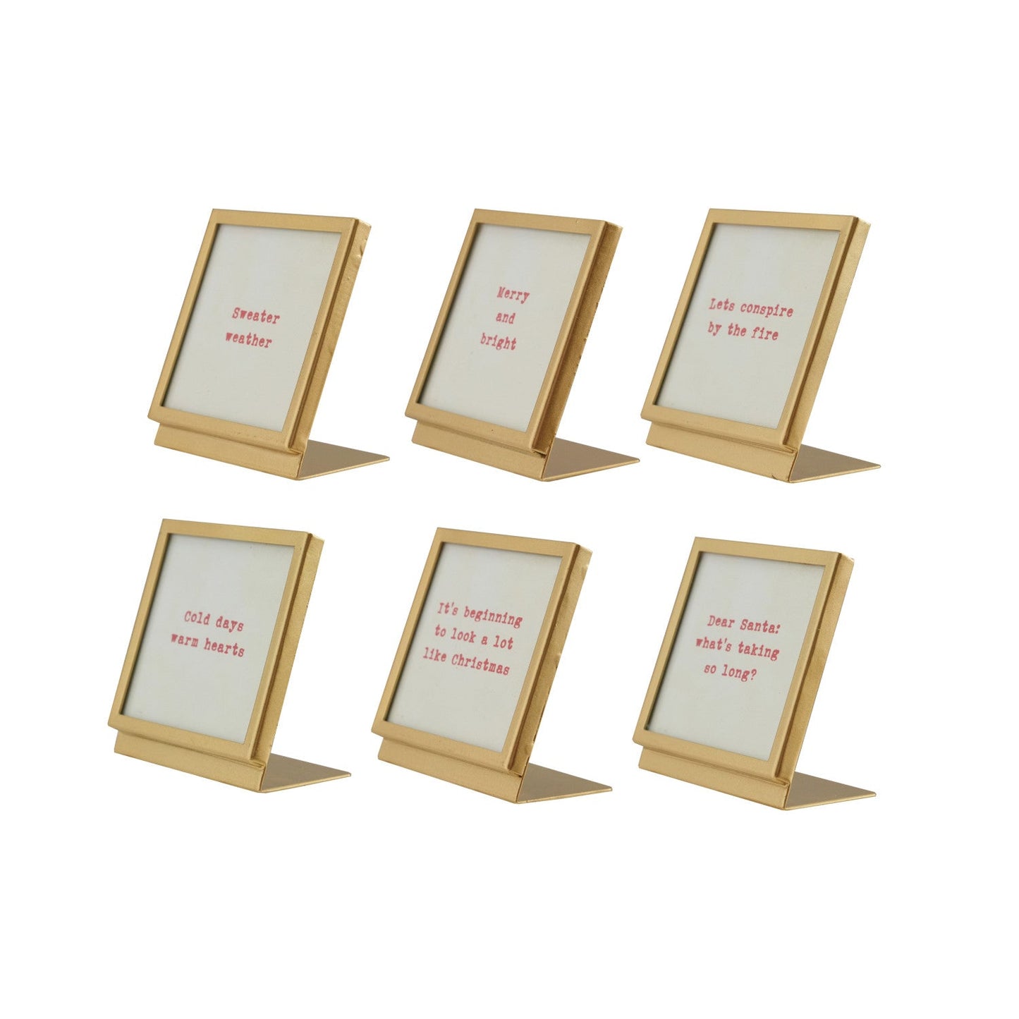 Metal & Glass Frame with Easel & Saying, 6 Styles (Holds 3" Square Photo) - La Vie Est Belle