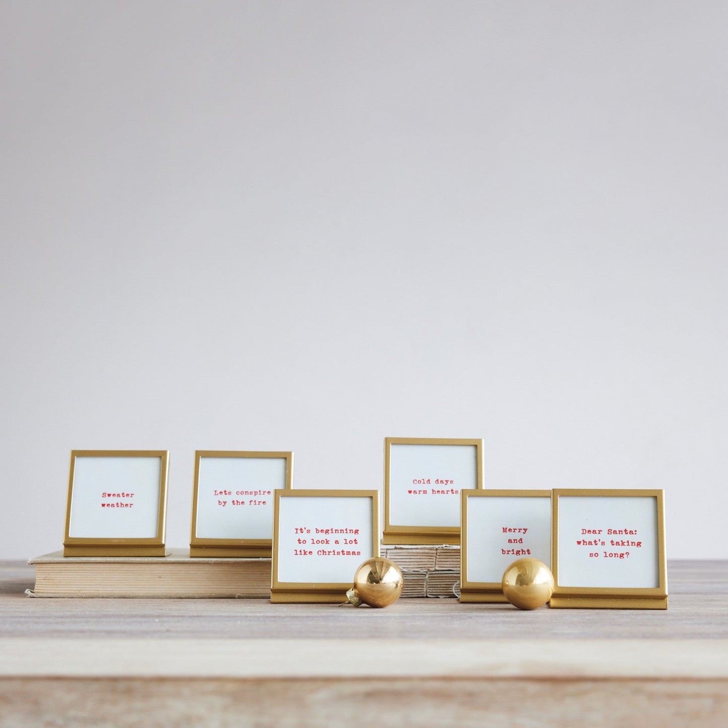 Metal & Glass Frame with Easel & Saying, 6 Styles (Holds 3" Square Photo) - La Vie Est Belle