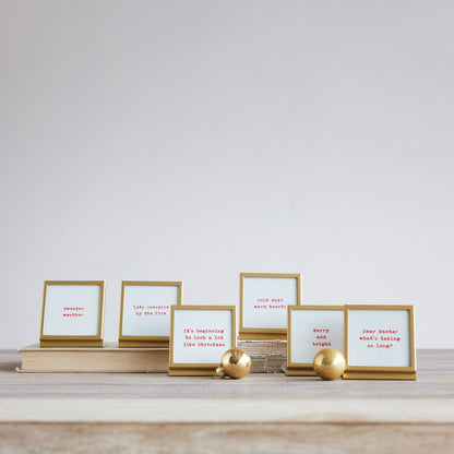 Metal & Glass Frame with Easel & Saying, 6 Styles (Holds 3" Square Photo) - La Vie Est Belle