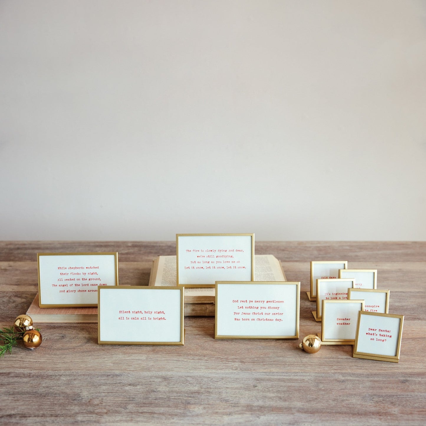 Metal & Glass Frame with Easel & Saying, 6 Styles (Holds 3" Square Photo) - La Vie Est Belle