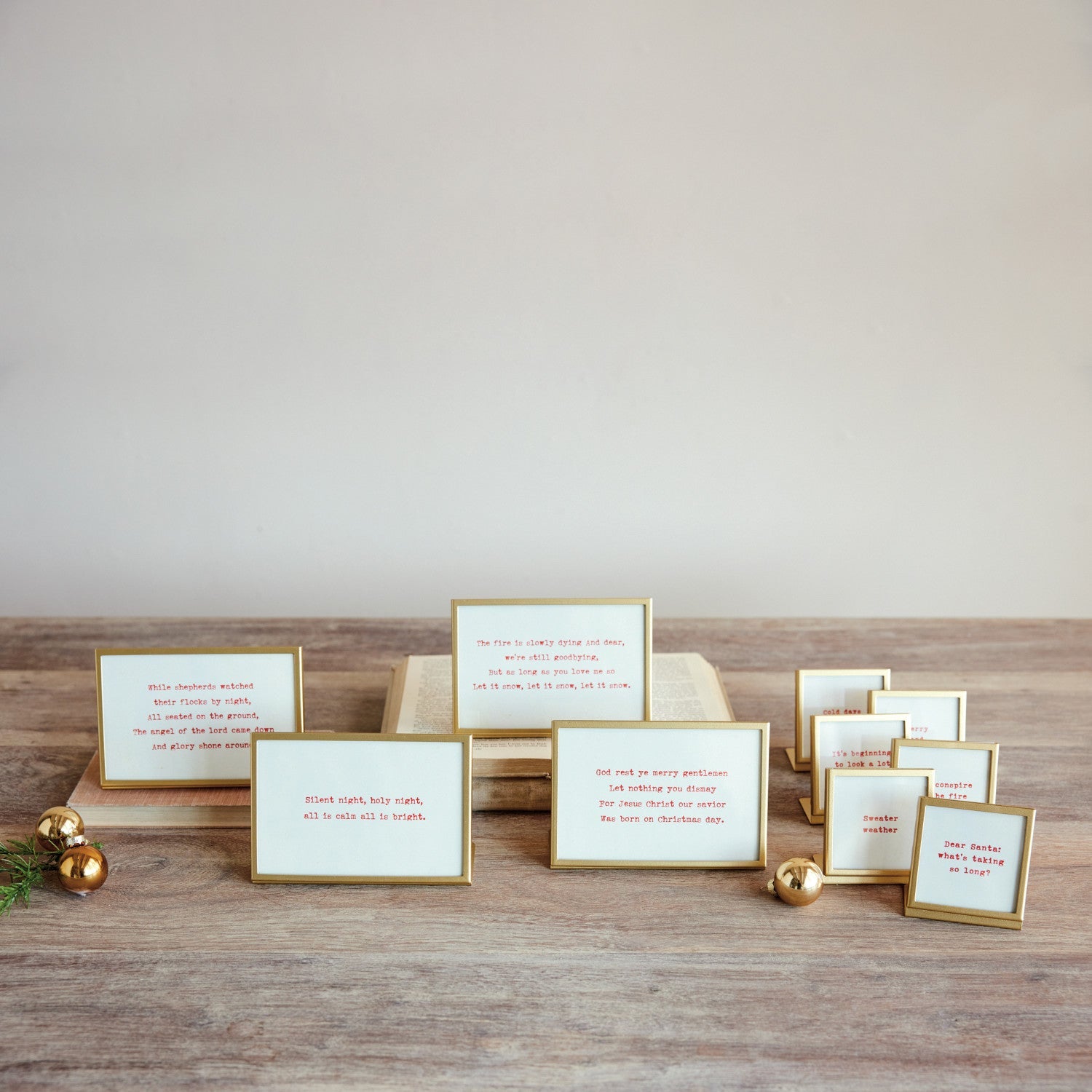 Metal & Glass Frame with Easel & Saying, 6 Styles (Holds 3" Square Photo) - La Vie Est Belle