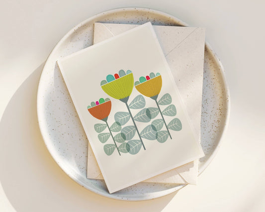Mid Mod Garden No. 5 - Modern Floral Greeting Card - La Vie Est Belle