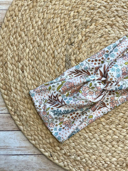 Mini Neutral Florals Knit Twist Headband - La Vie Est Belle