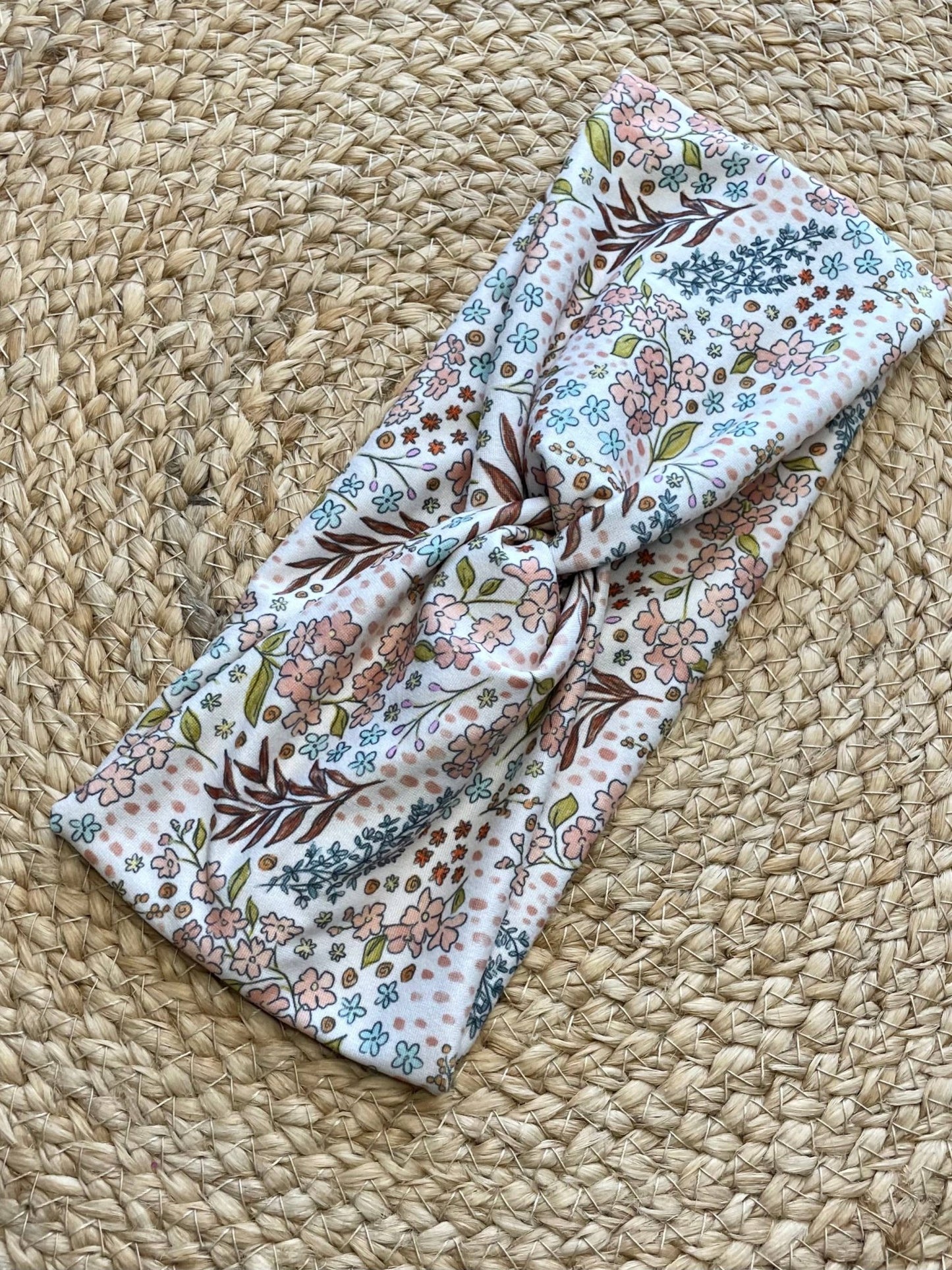 Mini Neutral Florals Knit Twist Headband - La Vie Est Belle