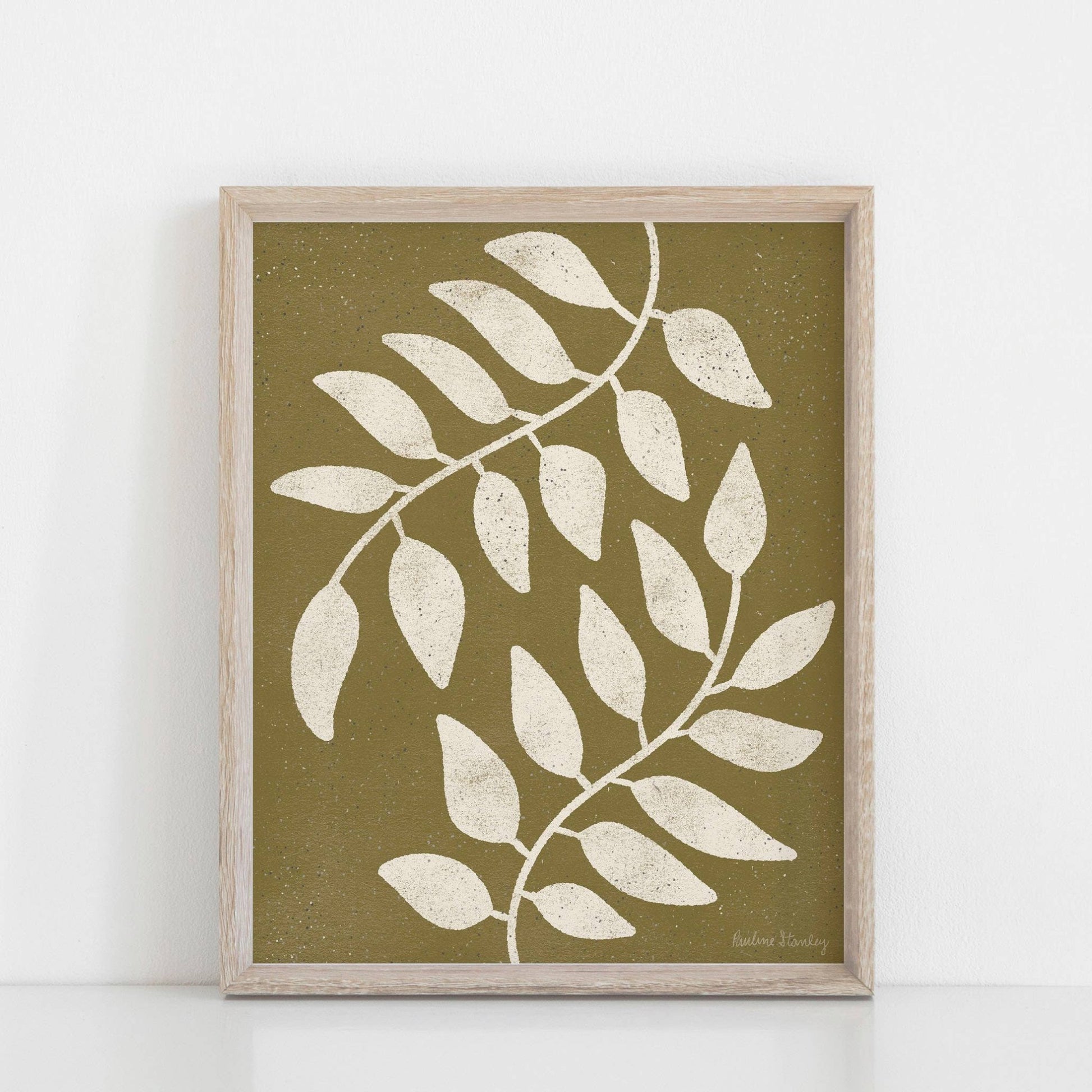 Mirror Branches Wall Art Print - Olive Green - La Vie Est Belle