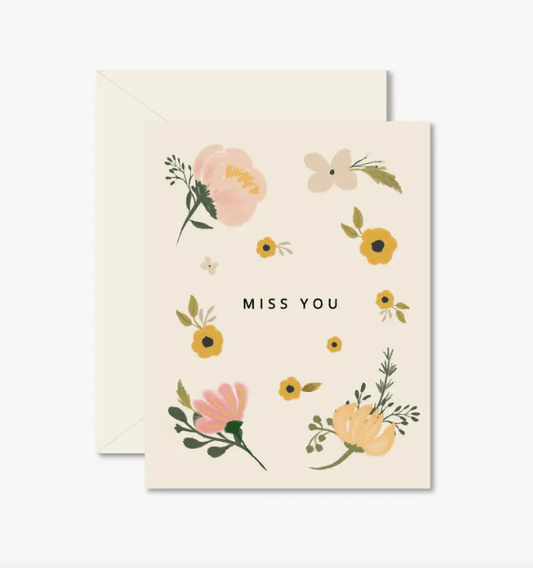 Miss You Floral Greeting Card - La Vie Est Belle