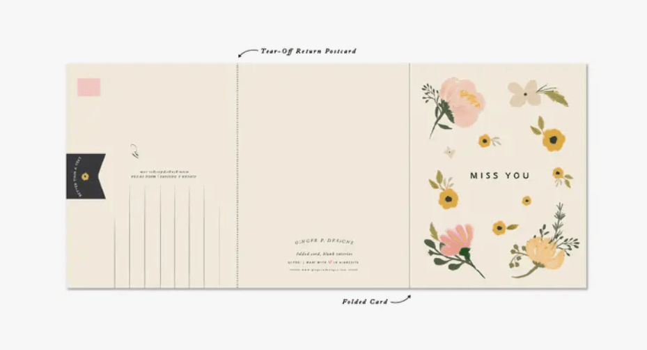 Miss You Floral Greeting Card - La Vie Est Belle