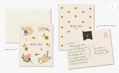 Miss You Floral Greeting Card - La Vie Est Belle