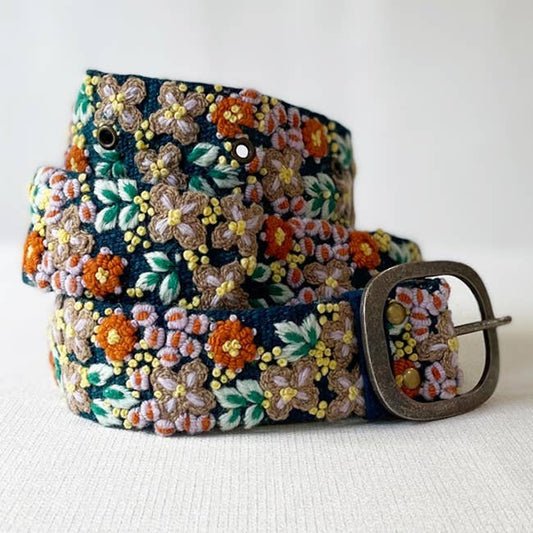Morning Dew Floral Embroidered Wool Belt - La Vie Est Belle
