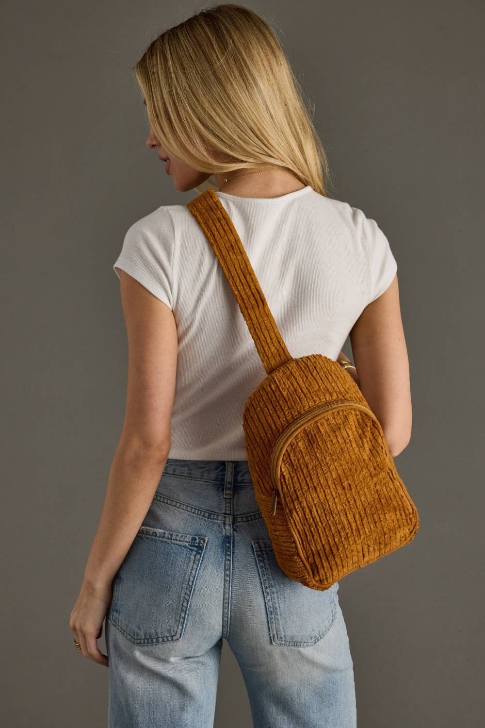 Mustard Corduroy Sling Bag - La Vie Est Belle