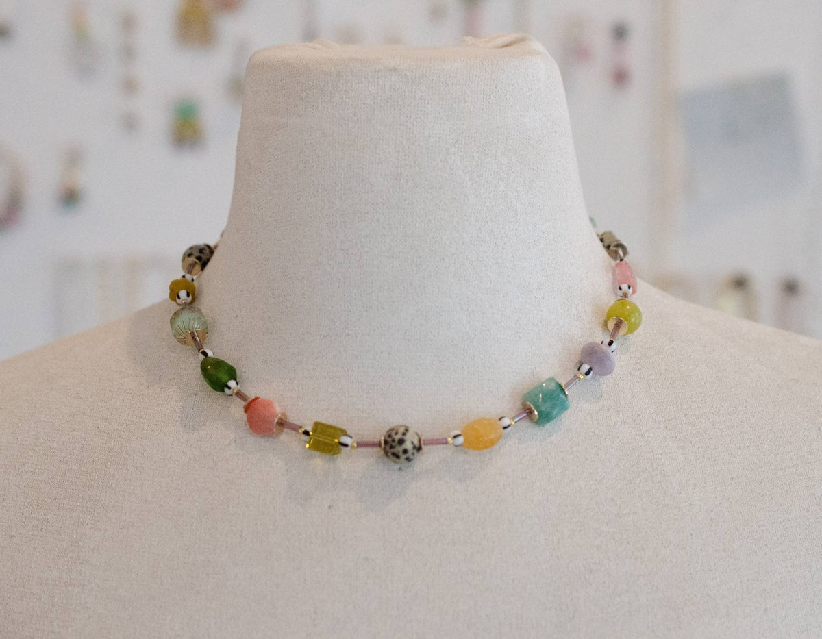 Muted Muticolor Beaded Necklace - La Vie Est Belle