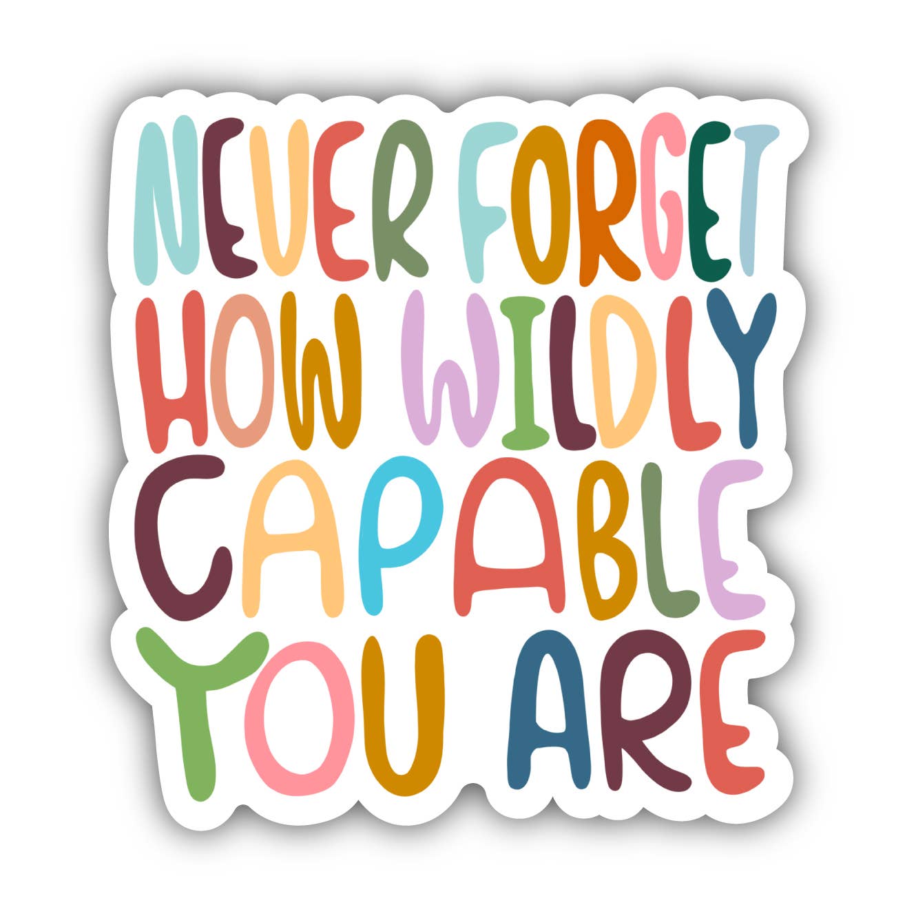 Never Forget Wildly Capable Lettering Positivity Sticker - La Vie Est Belle