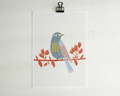 Observing Birdie - Scandinavian Bird Illustration Card - La Vie Est Belle