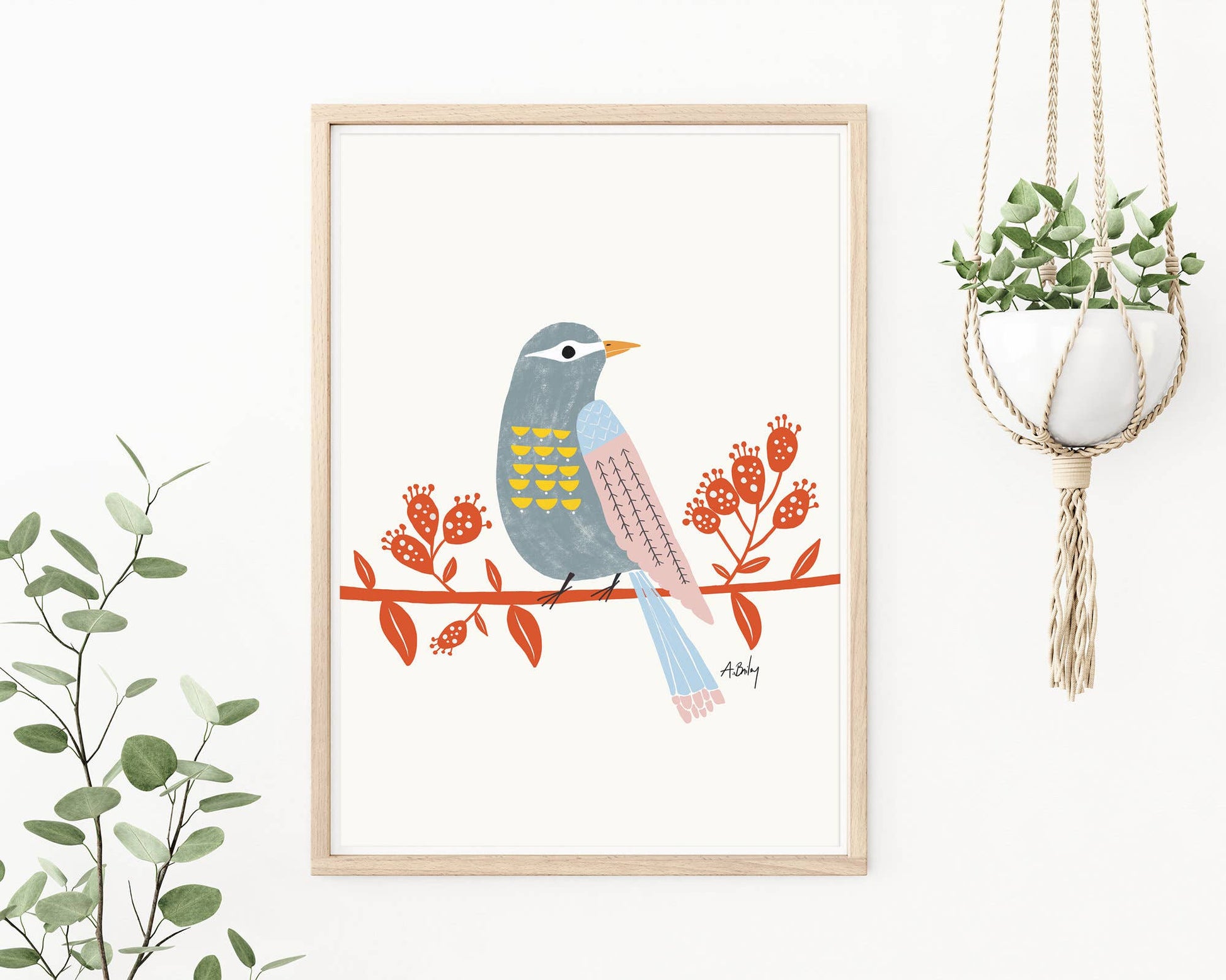 Observing Birdie - Scandinavian Wall Art - La Vie Est Belle