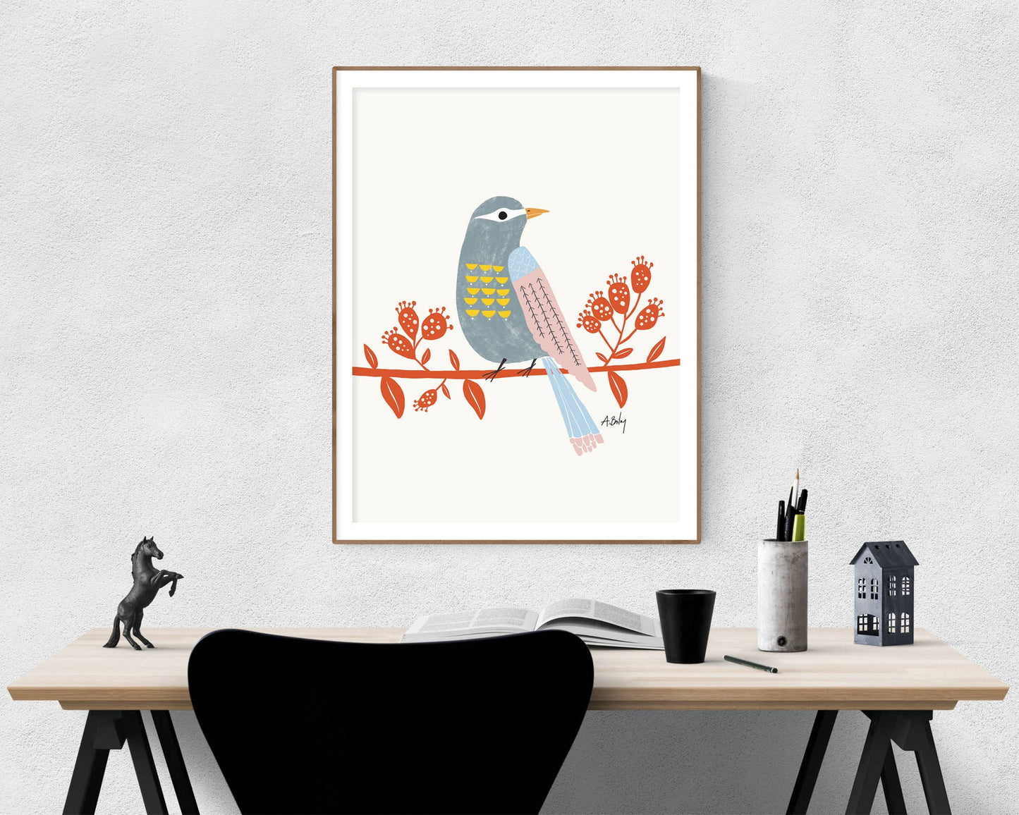 Observing Birdie - Scandinavian Wall Art - La Vie Est Belle