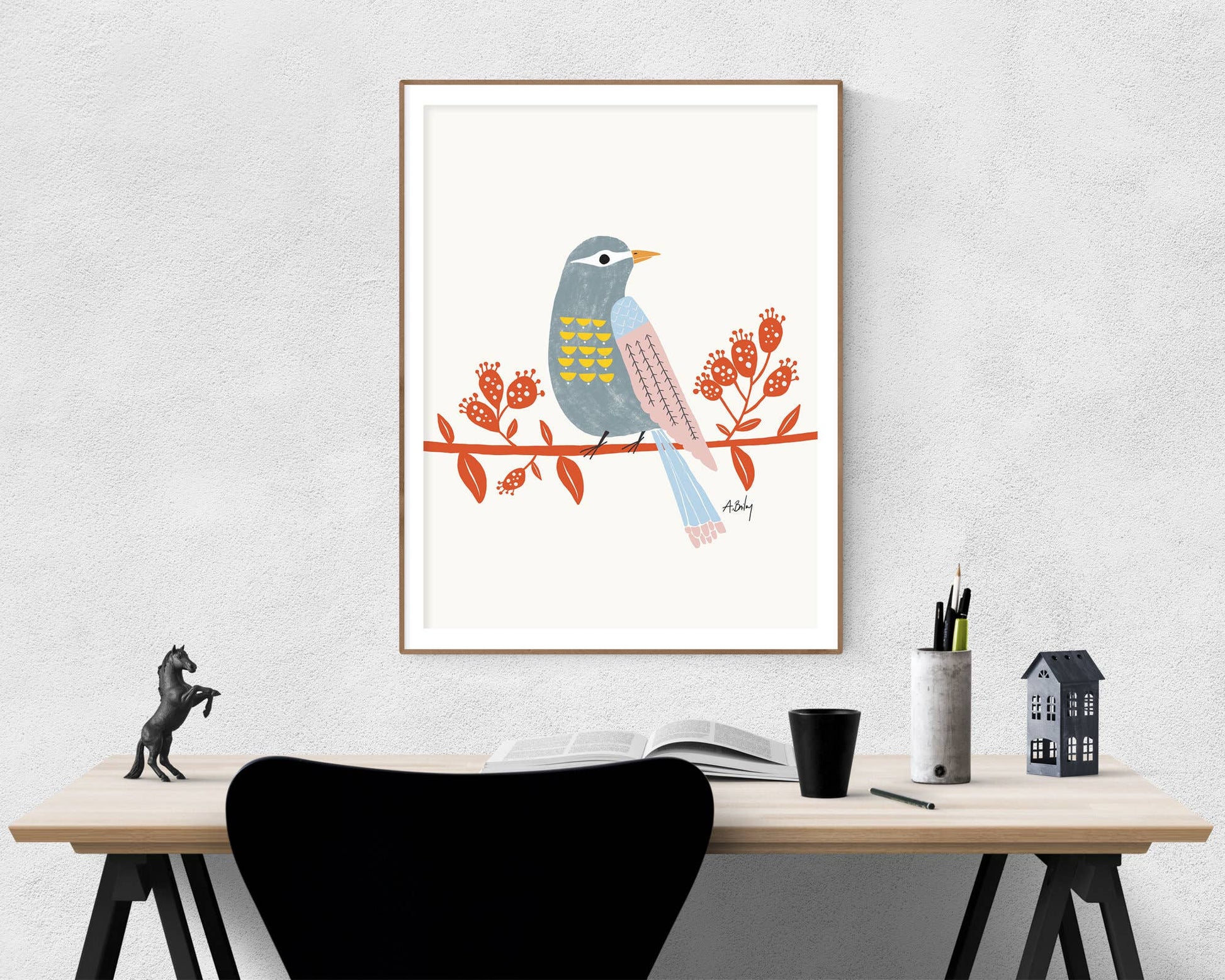 Observing Birdie - Scandinavian Wall Art - La Vie Est Belle