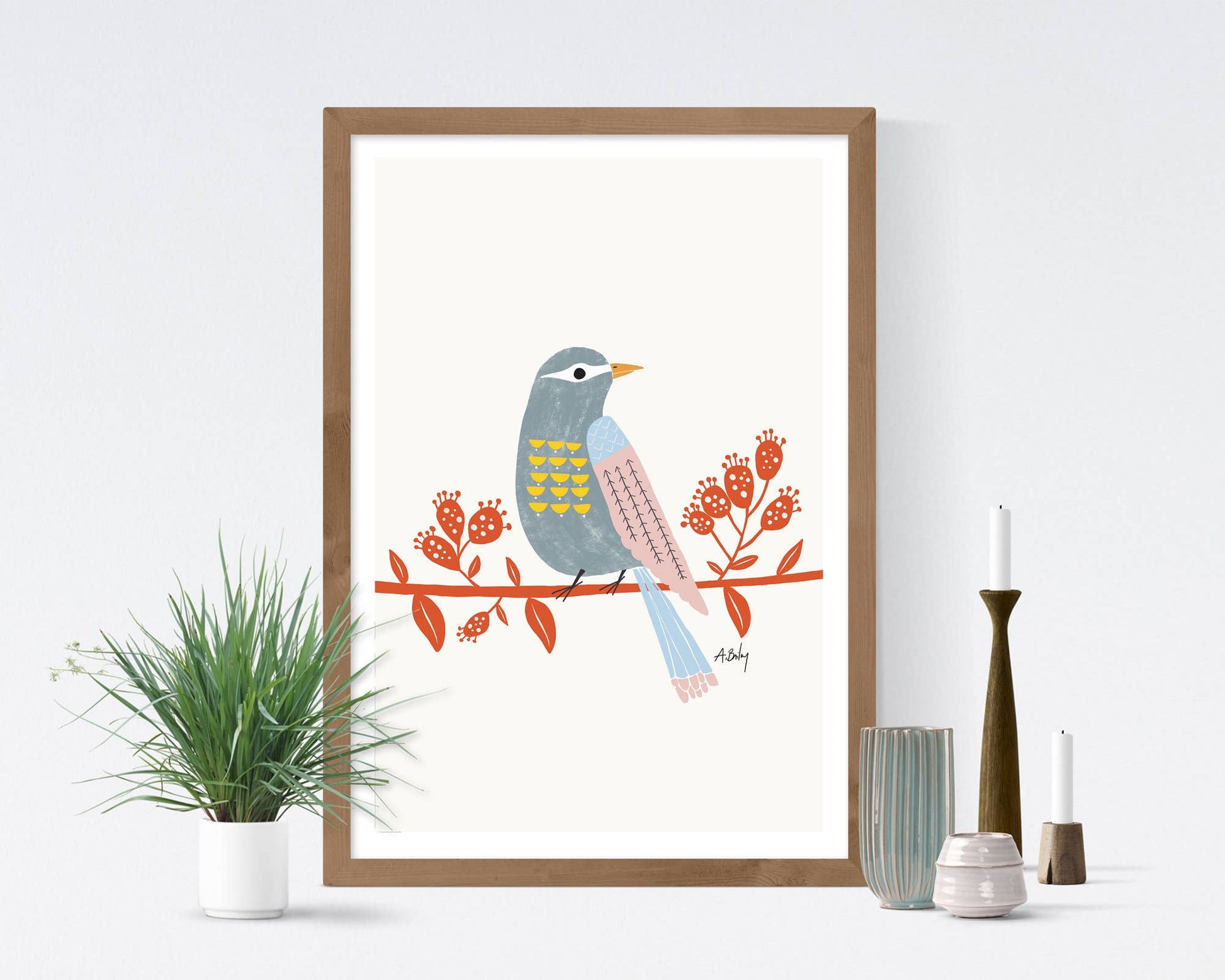 Observing Birdie - Scandinavian Wall Art - La Vie Est Belle