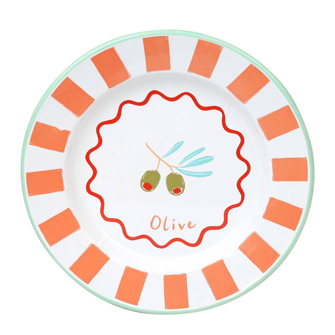 Olive Enamel Plate - 25cm | Summer Plates | - La Vie Est Belle