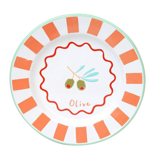Olive Enamel Plate - 25cm | Summer Plates | - La Vie Est Belle