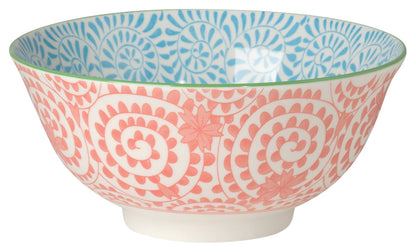 Orange and Blue Swirls Stamped Bowl 6 inch - La Vie Est Belle