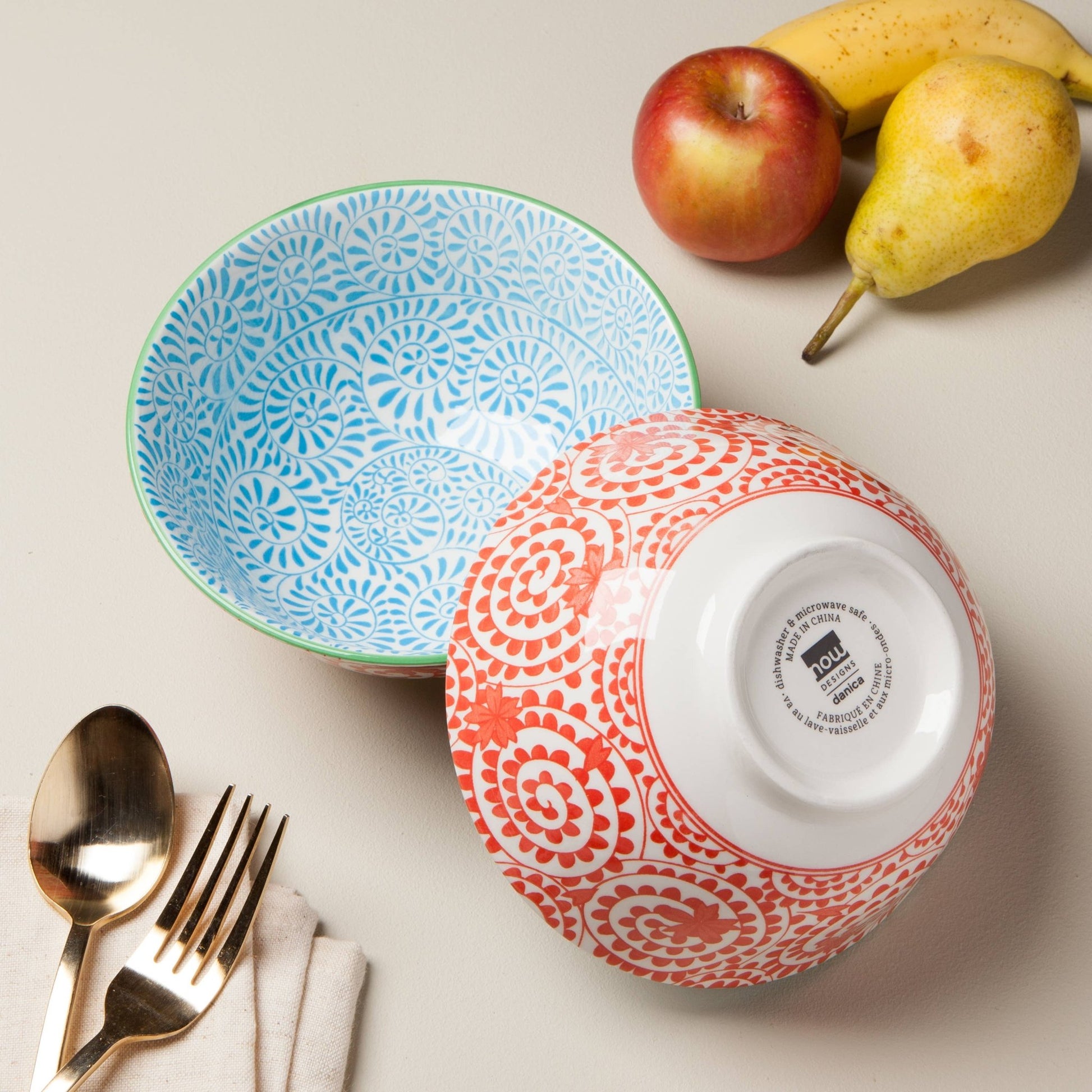 Orange and Blue Swirls Stamped Bowl 6 inch - La Vie Est Belle
