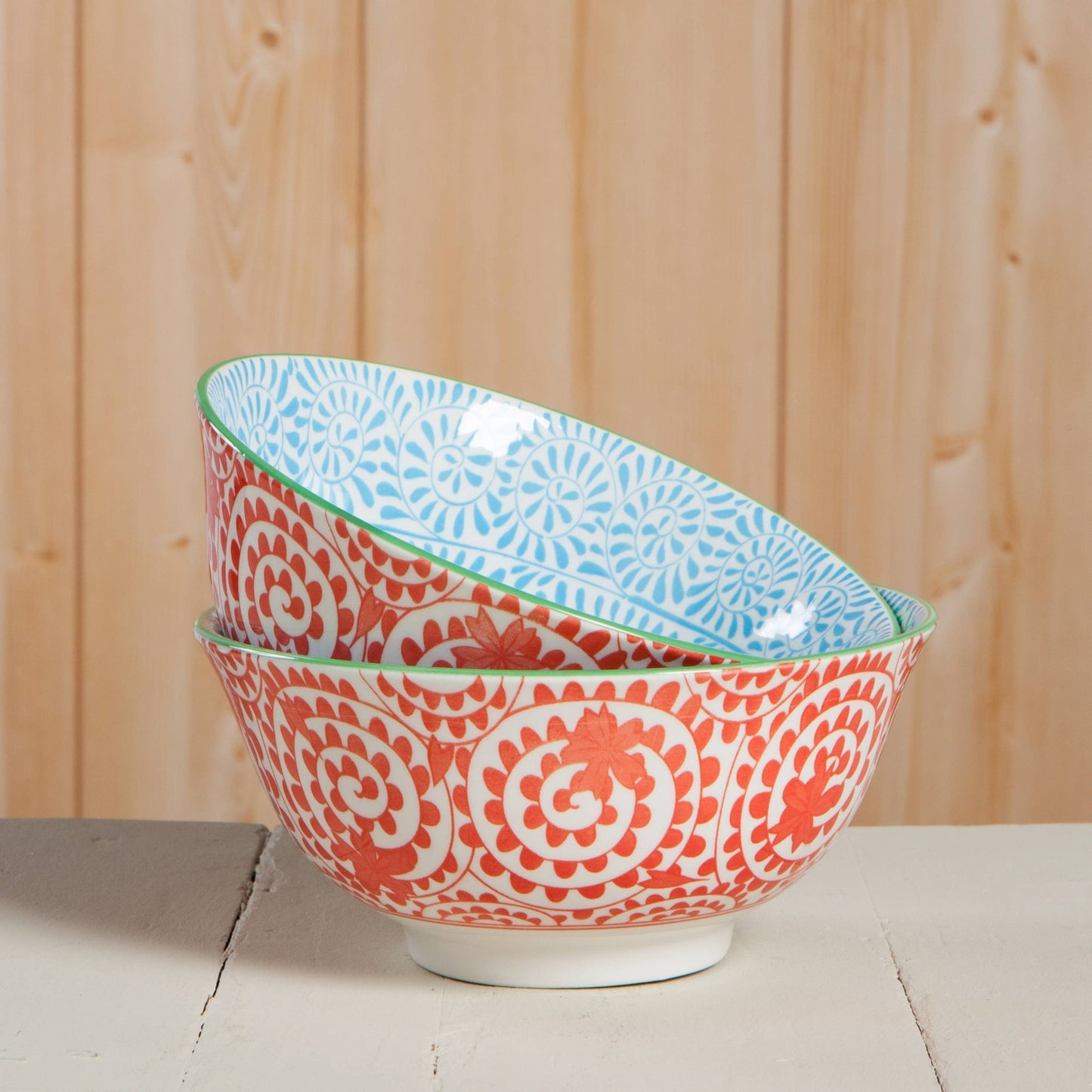 Orange and Blue Swirls Stamped Bowl 6 inch - La Vie Est Belle