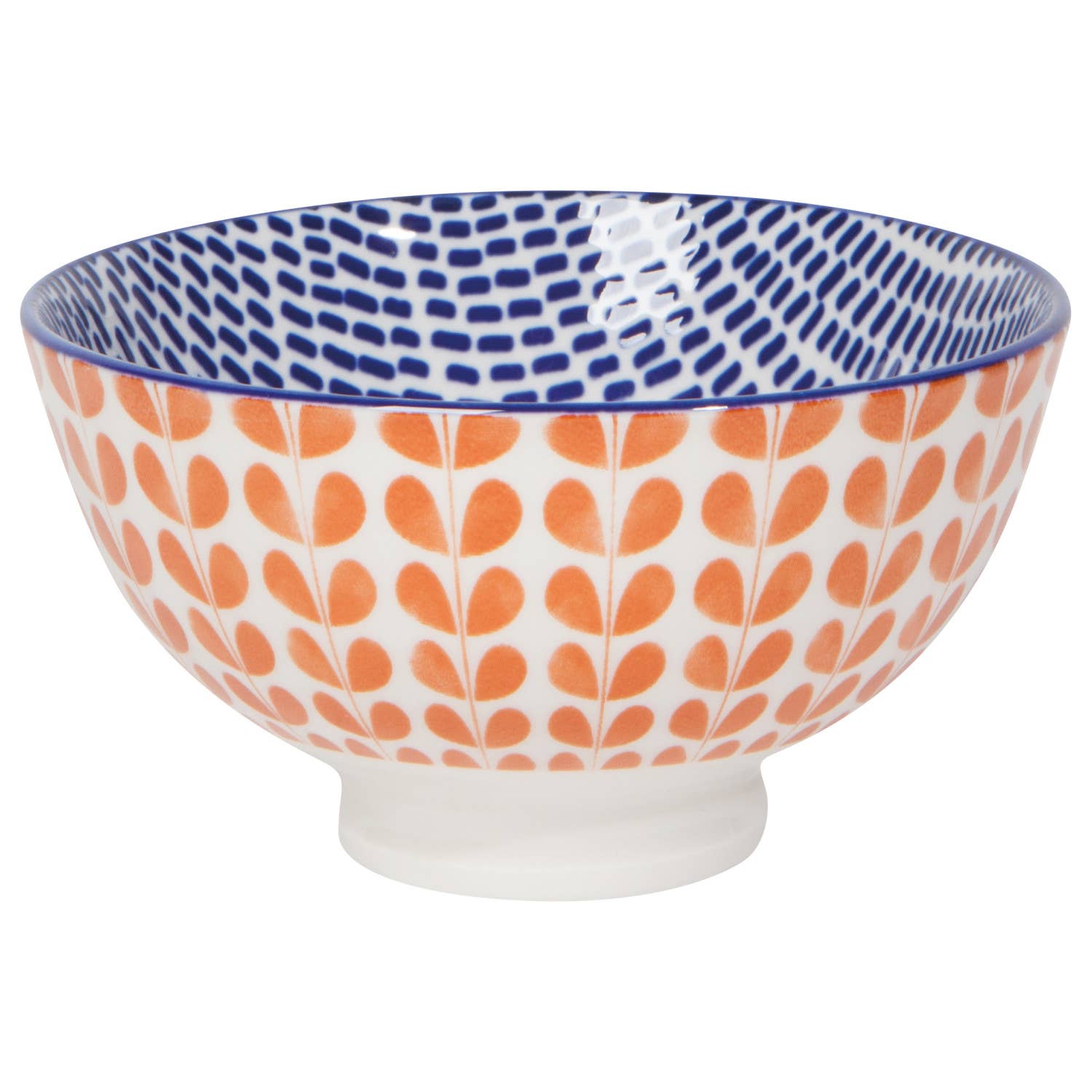 Orange Blue Blossom Stamped Bowl 4 Inch - La Vie Est Belle
