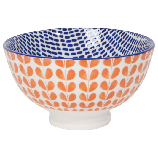 Orange Blue Blossom Stamped Bowl 4 Inch - La Vie Est Belle