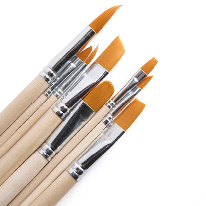 Paintbrush Set - Nylon Filament w/ Button Closure 8 Assorted - La Vie Est Belle
