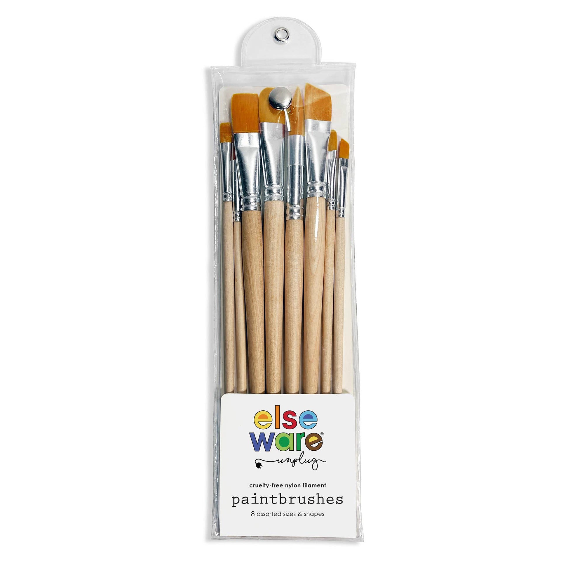 Paintbrush Set - Nylon Filament w/ Button Closure 8 Assorted - La Vie Est Belle