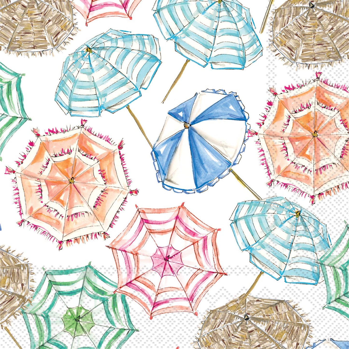 Paper Cocktail Napkins 20 Ct Coral Umbrella Pattern - La Vie Est Belle