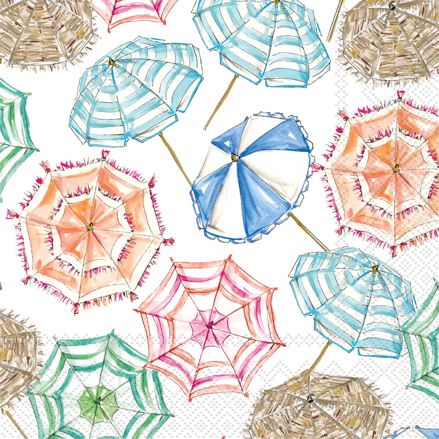 Paper Cocktail Napkins 20 Ct Coral Umbrella Pattern - La Vie Est Belle