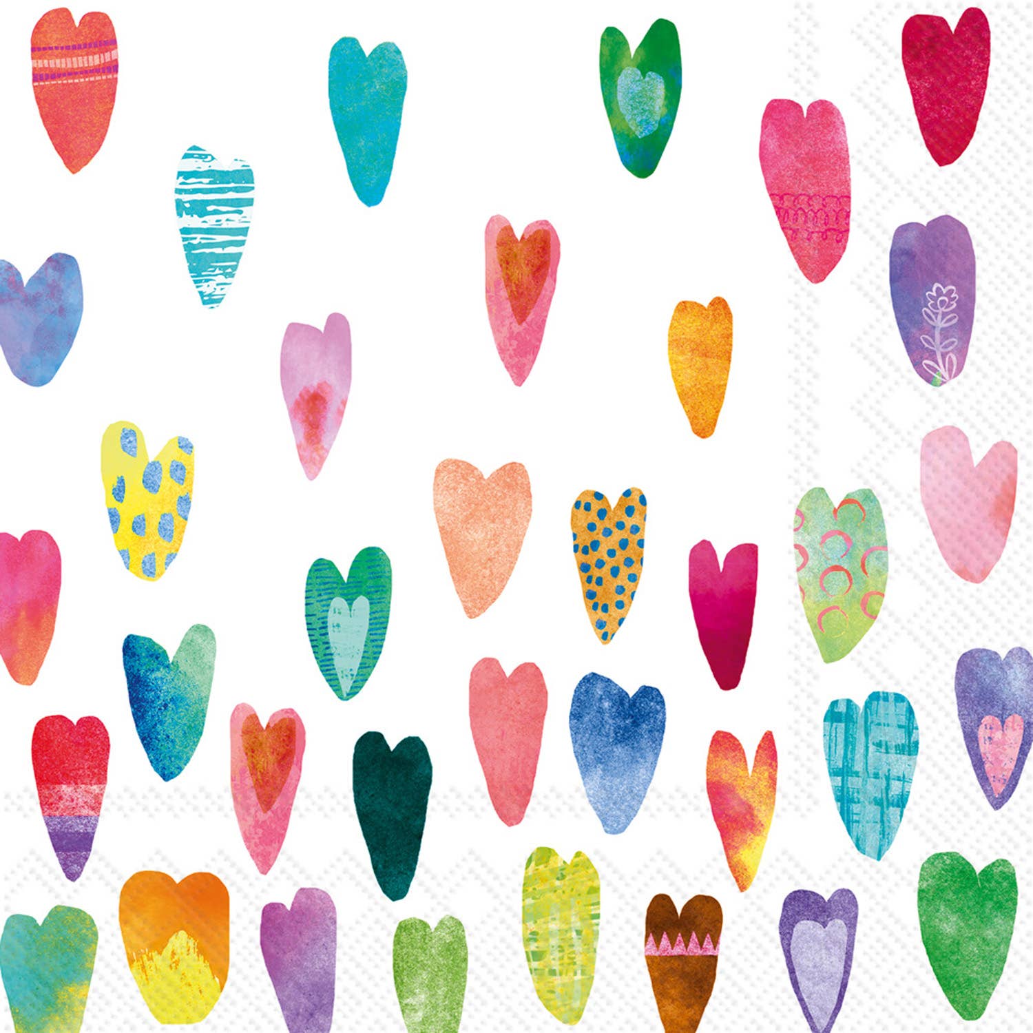 Paper Cocktail Napkins Pack of 20 Rainbow Hearts Valentines - La Vie Est Belle