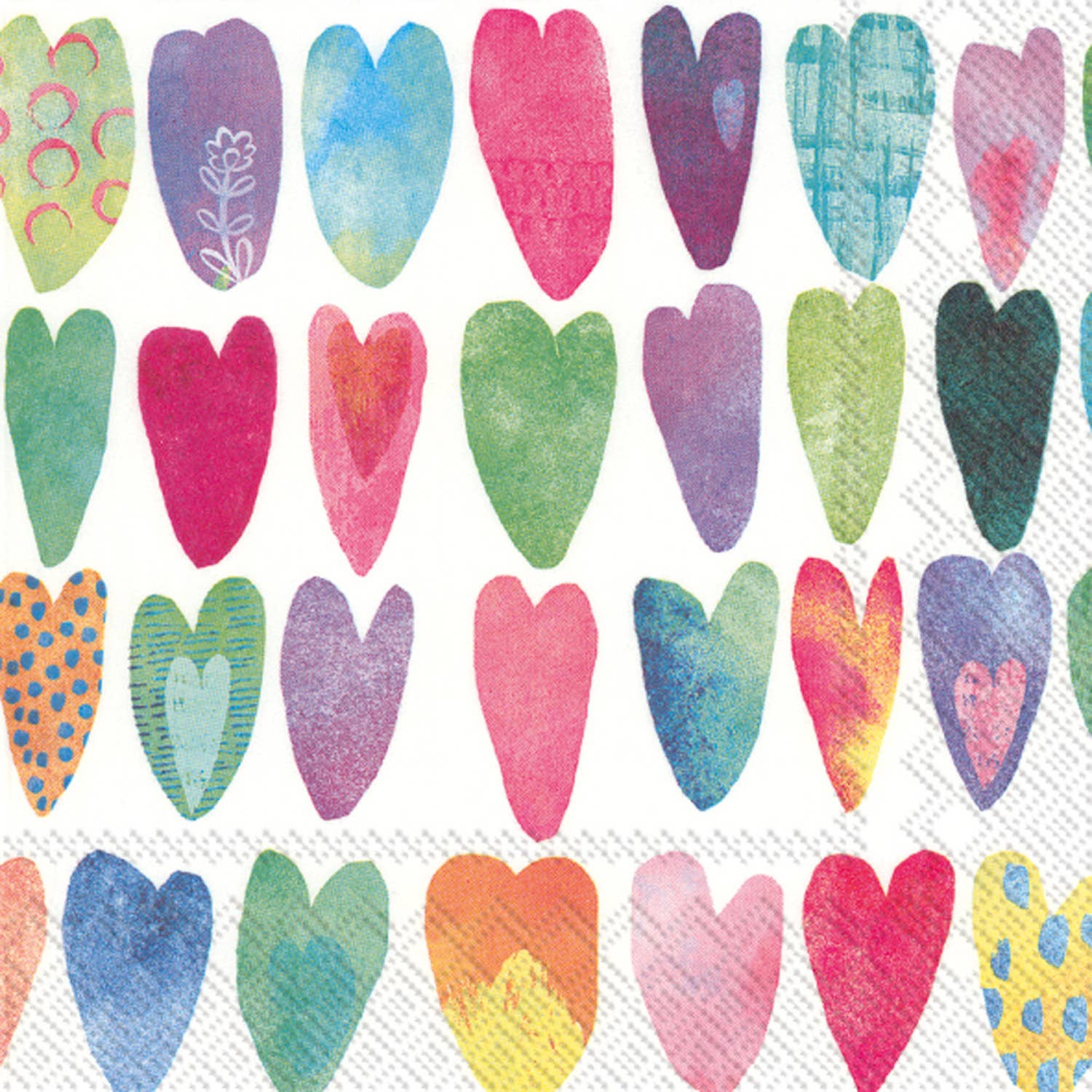 Paper Lunch Napkins 20 Count Rainbow Hearts Valentines - La Vie Est Belle