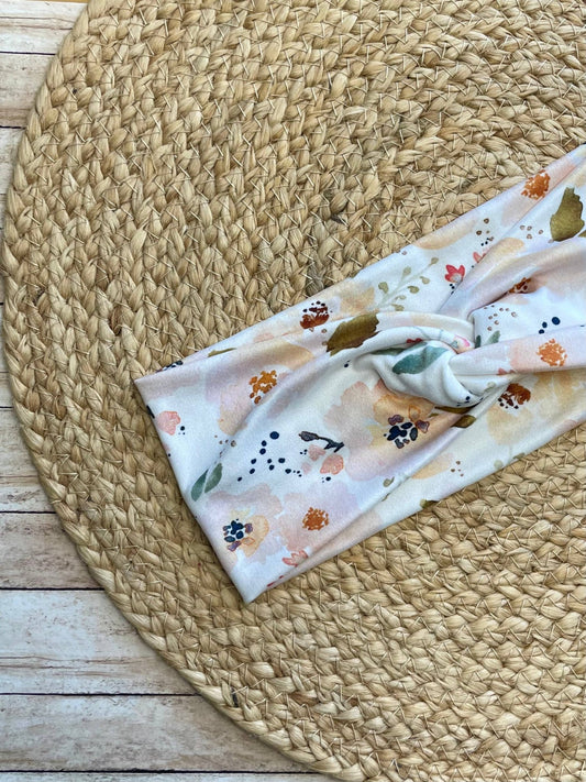 Peachy Blossoms Knit Twist Headband - La Vie Est Belle