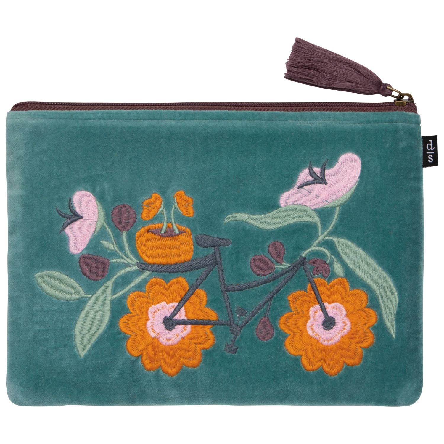 Petal Power Embroidered Flat Pouch - La Vie Est Belle