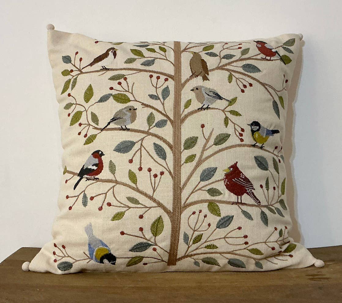Pillow Applique/Embo 16" Winter Birds - La Vie Est Belle