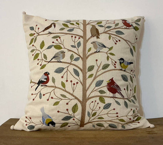 Pillow Applique/Embo 16" Winter Birds - La Vie Est Belle