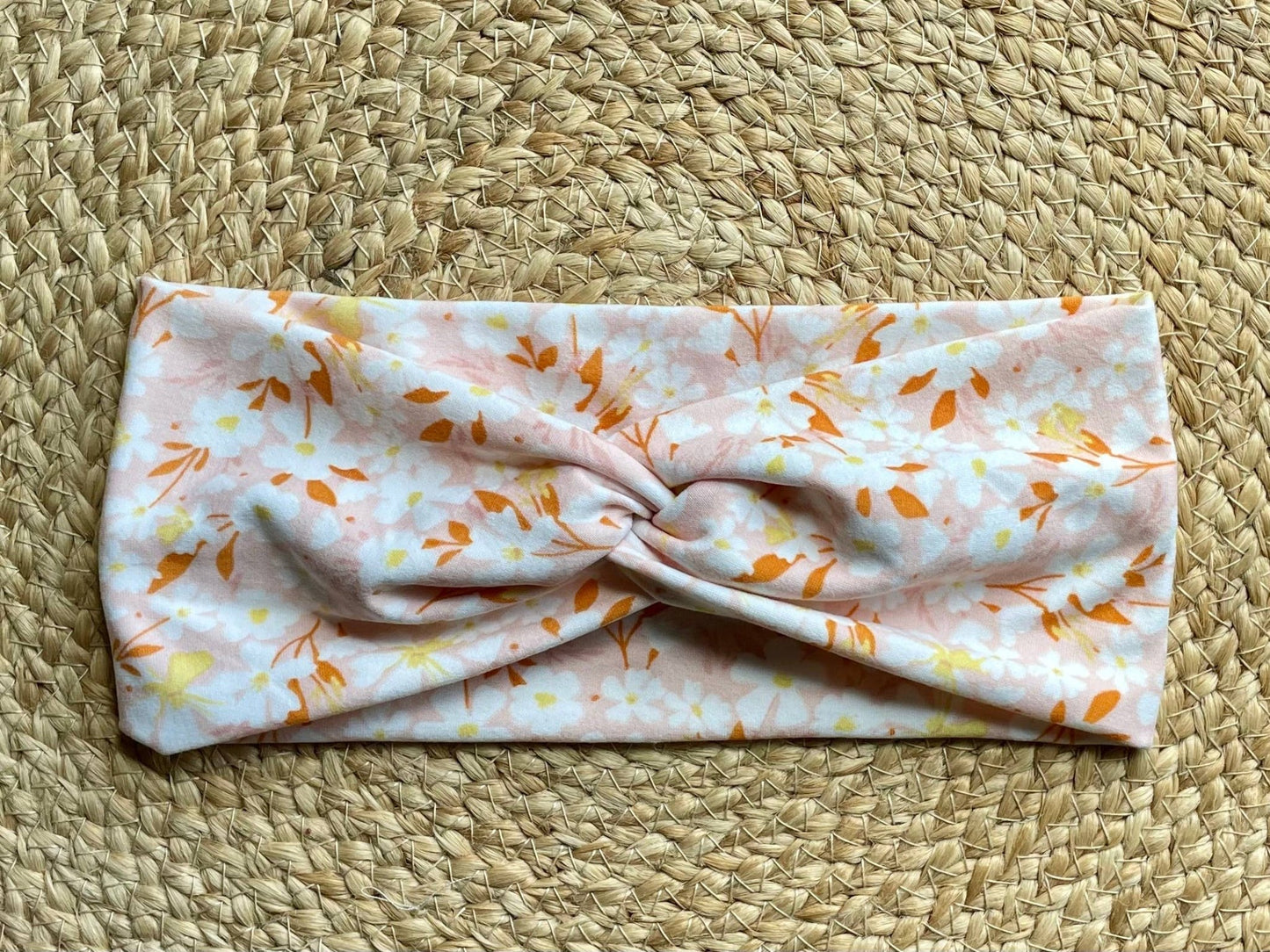 Pink and White Floral Knit Twist Headband - La Vie Est Belle