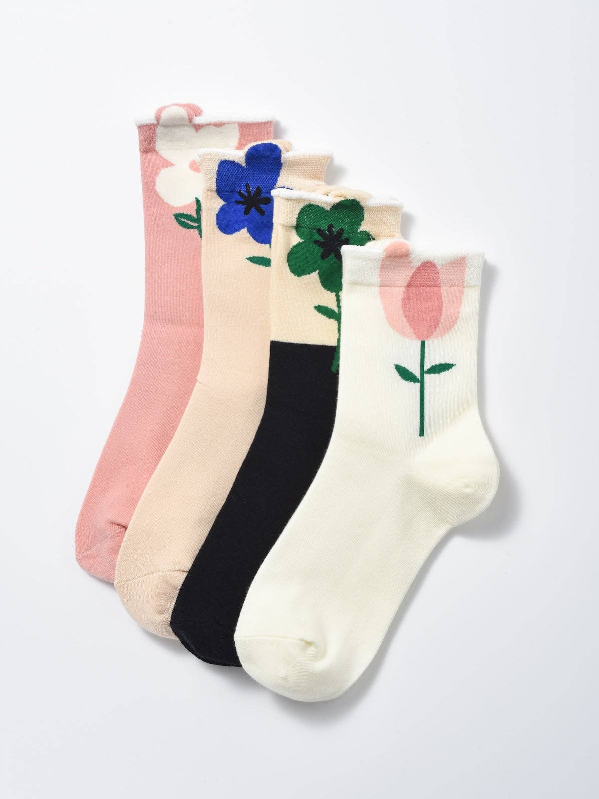 Pink Color Pop Flower Crew Socks - La Vie Est Belle