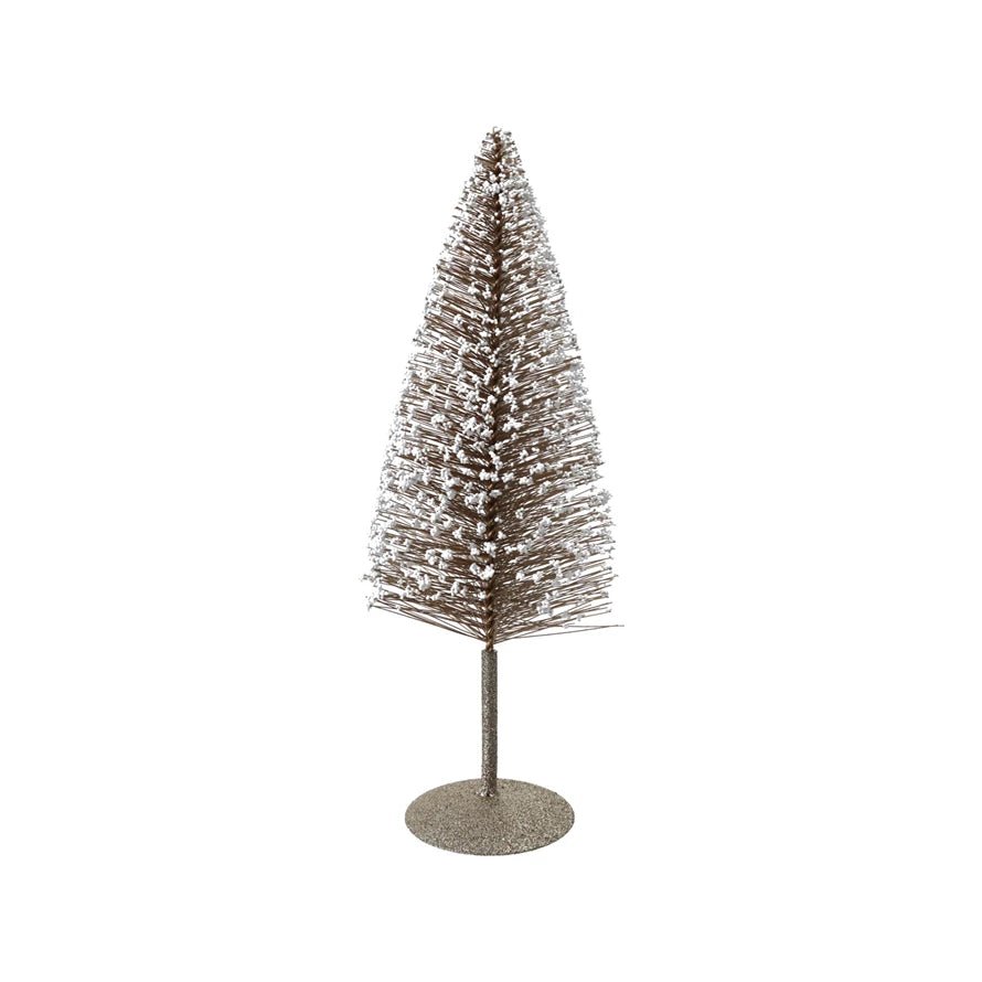 Plastic Bottle Brush Tree with Glitter, Foam Microbeads & Metal Base - La Vie Est Belle