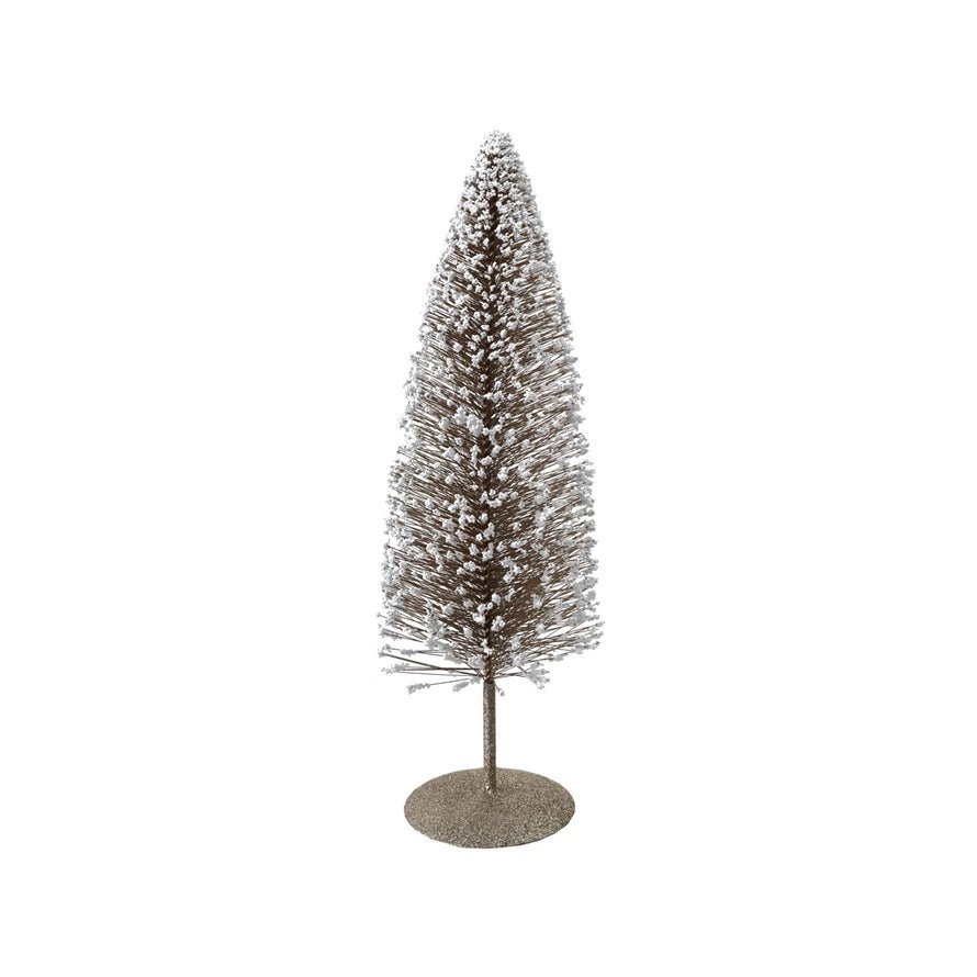 Plastic Bottle Brush Tree with Glitter, Foam Microbeads & Metal Base - La Vie Est Belle