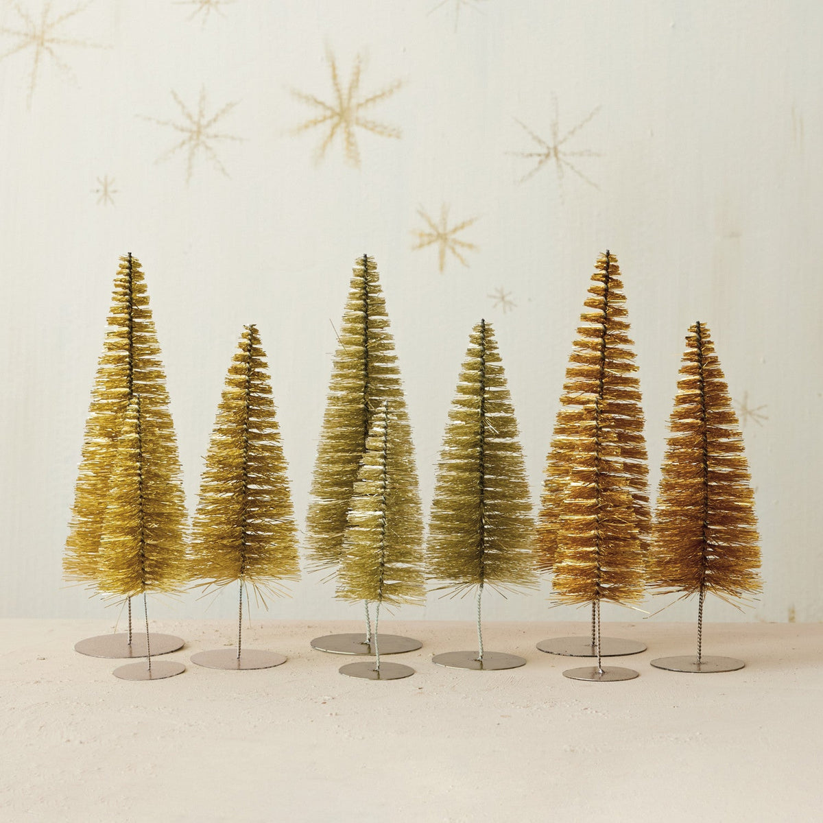 Plastic Bottle Brush Trees, Set of 3, 3 Colors - La Vie Est Belle