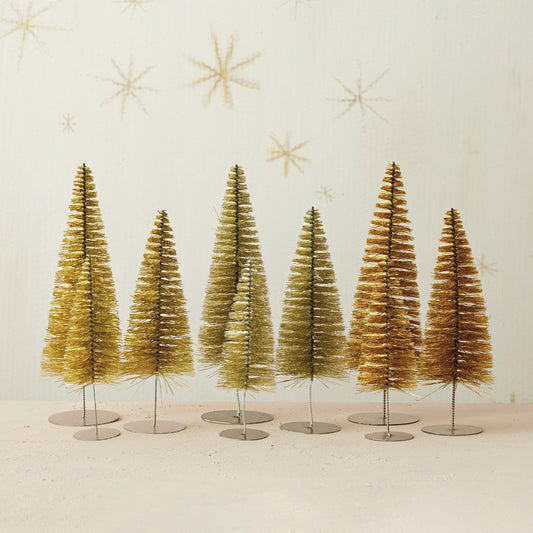 Plastic Bottle Brush Trees, Set of 3, 3 Colors - La Vie Est Belle