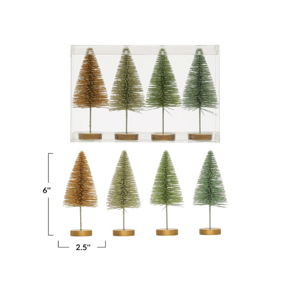 Plastic Bottle Brush Trees w/ Wood Bases - La Vie Est Belle