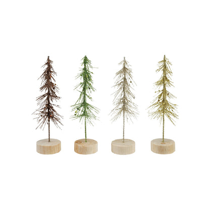 Plastic Tree with Glitter & Wood Base, 4 Colors - La Vie Est Belle