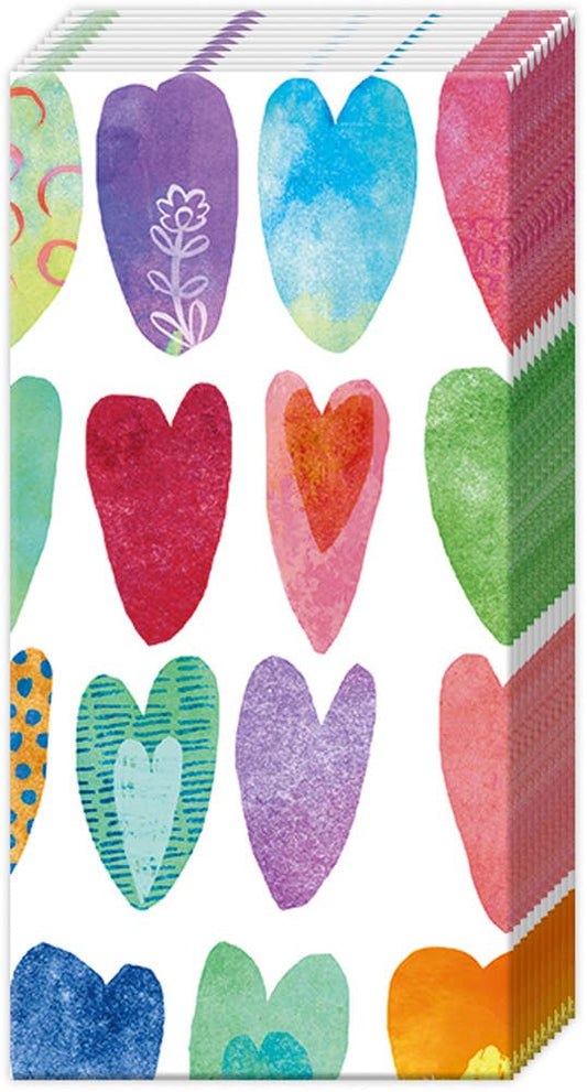 Pocket Tissues Pack of 10 Rainbow Hearts Valentine - La Vie Est Belle