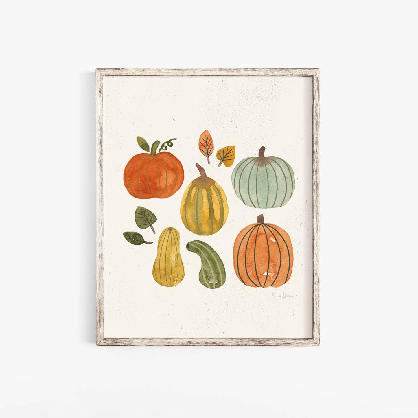 Pumpkin + Gourds Watercolor Wall Art Print - La Vie Est Belle