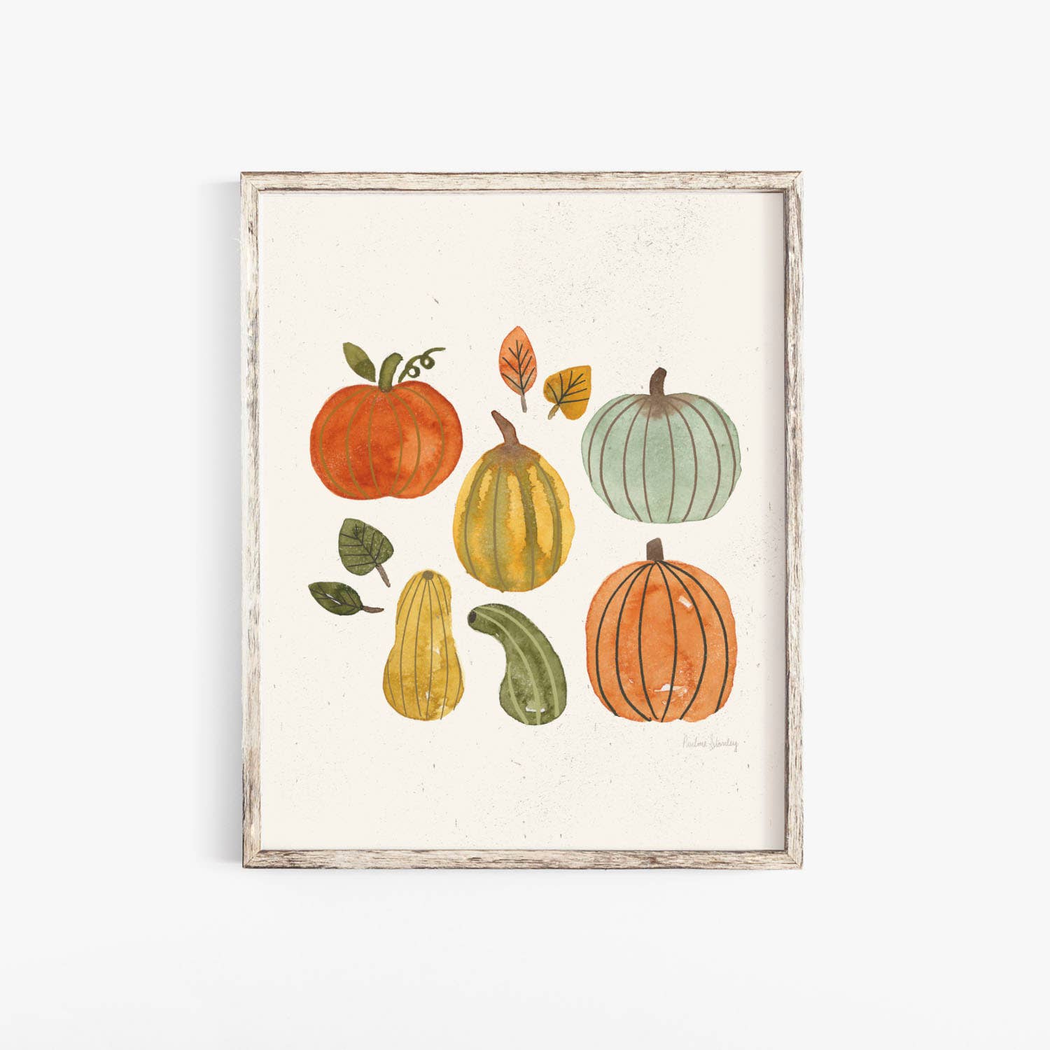 Pumpkin + Gourds Watercolor Wall Art Print - La Vie Est Belle