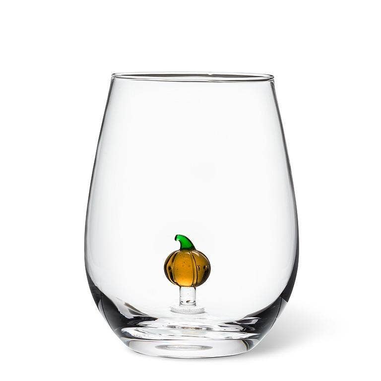 Pumpkin Stemless Wine Glass - La Vie Est Belle